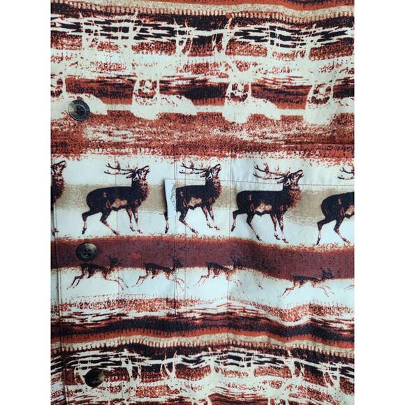 Roundtree & Yorke Mens Casual Button Down Shirt sz L cotton Elk print hunting - Picture 2 of 7